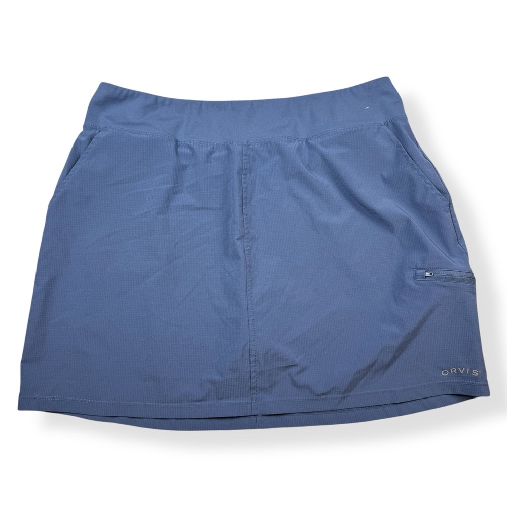 Orvis Skort Womens Large Blue Lined Skirt Pull On Hiking Walking Tennis